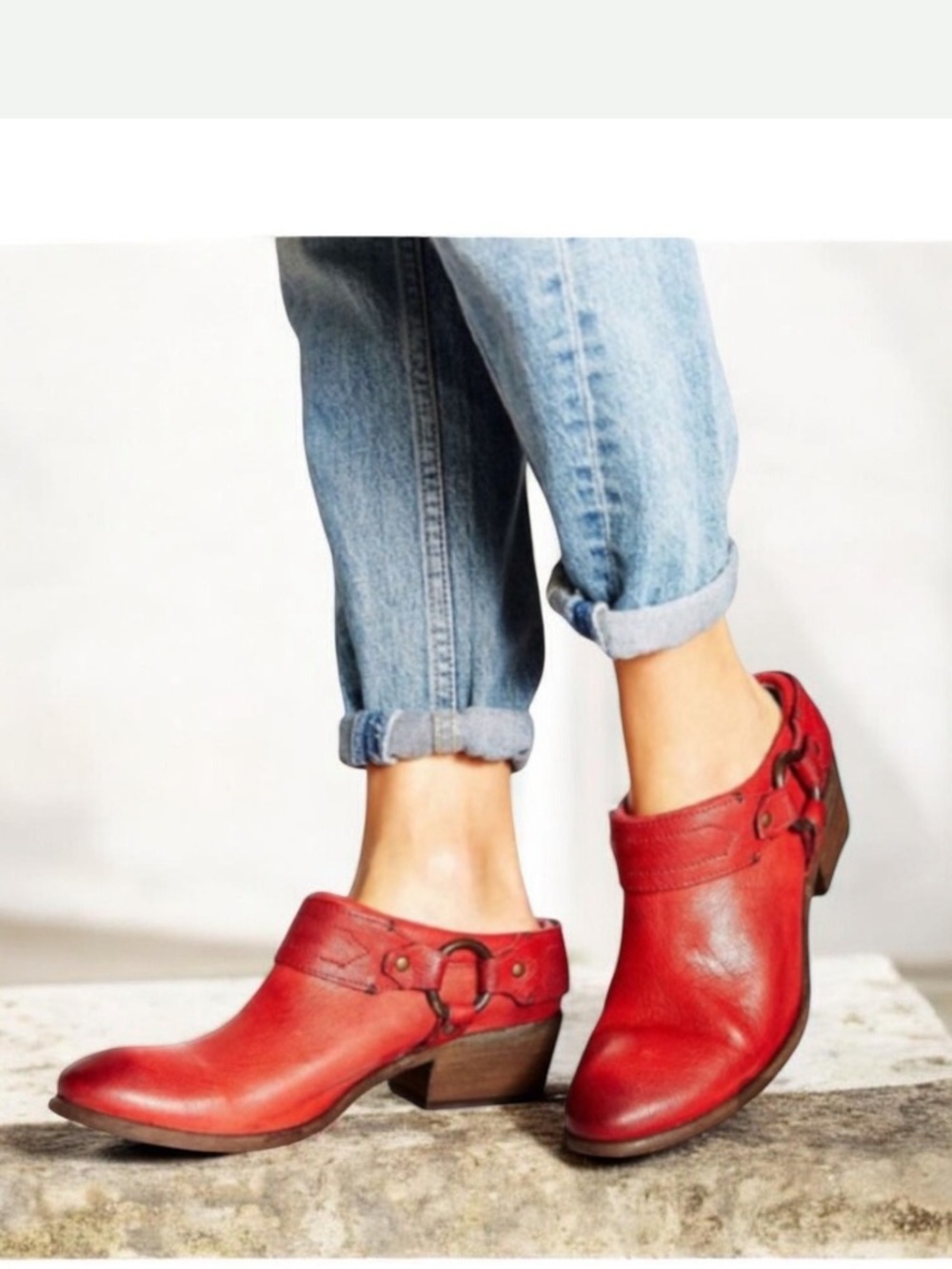 FRY Carson Western Mexico Made Clogs Boots Mules Red Leather Heel1.5’ Si…